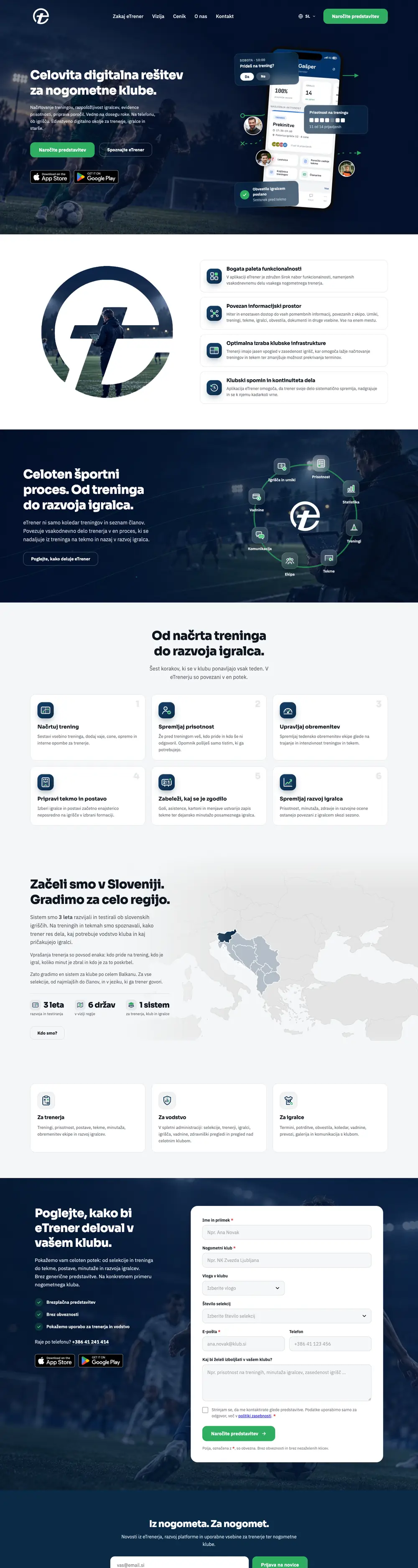 eTrener — posnetek strani