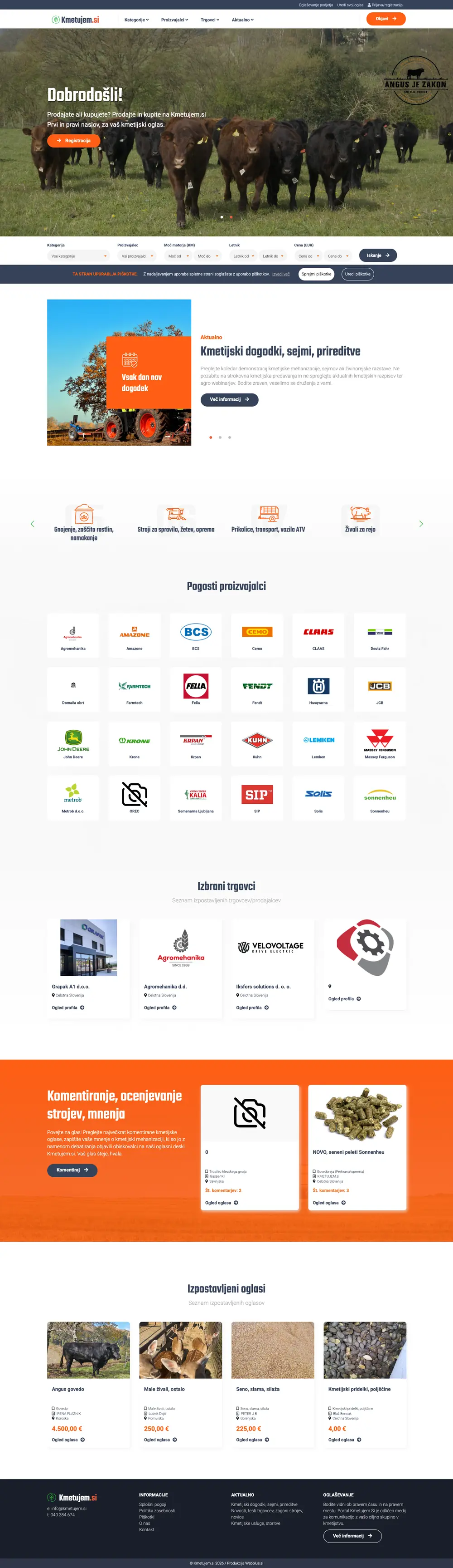 Kmetujem.si — website screenshot