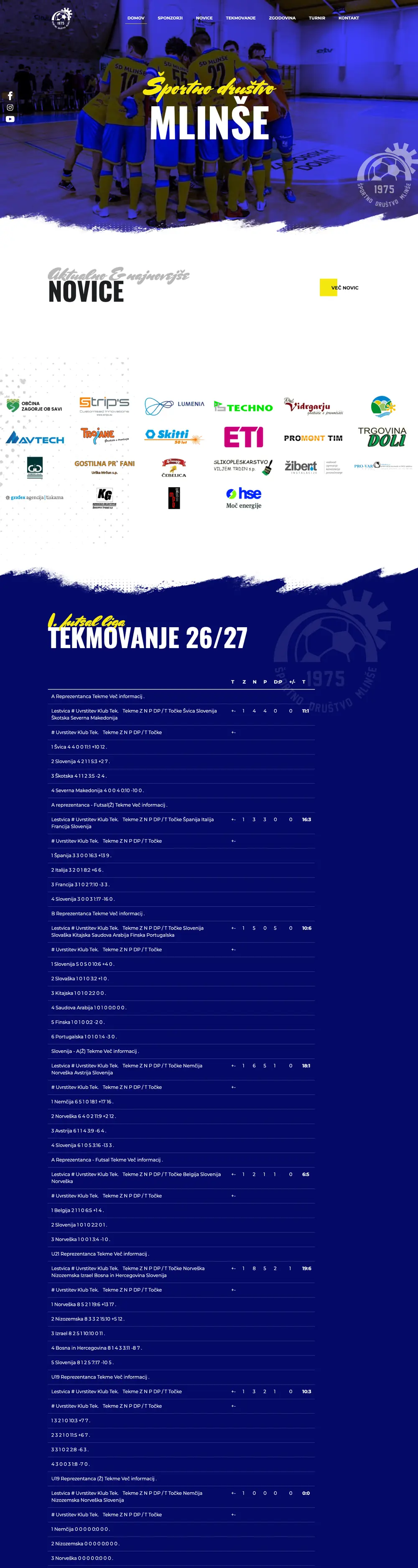 ŠD Mlinše — website screenshot