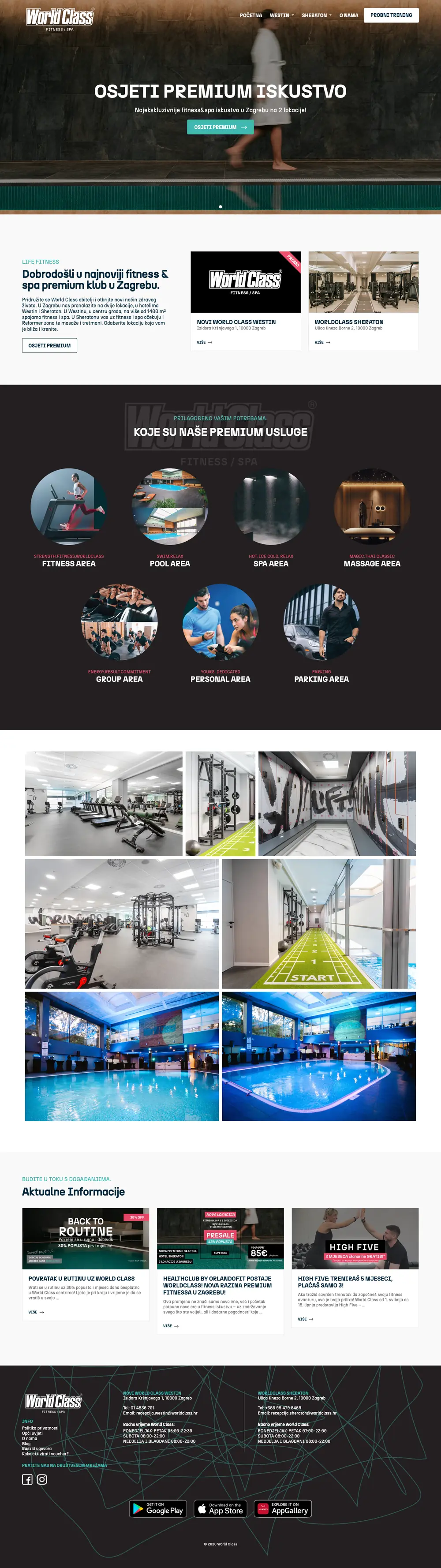 World Class — posnetek strani