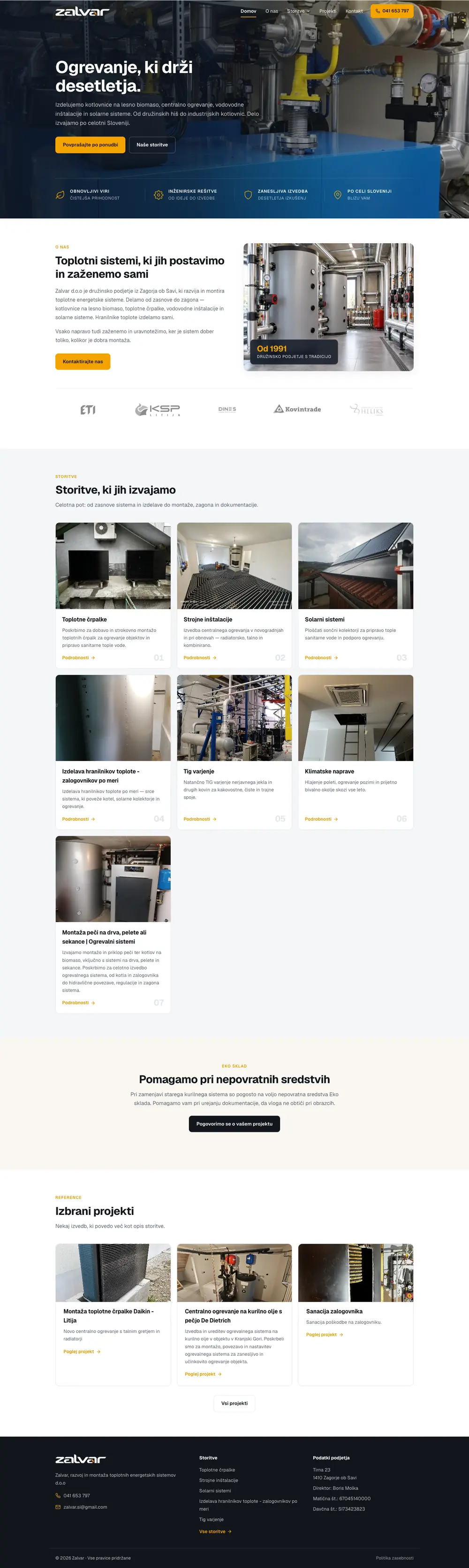 Zalvar — website screenshot